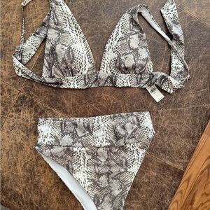 Aerie Snakeskin Print Bikini - Black and White